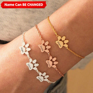 Carry Them With You - Personalized Friendly Pet Paw Engraved Name Bracelet Pet Lover Gift