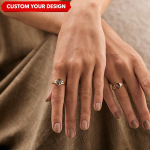 Custom Photo Ring With Birthstones Gift For Her - Personalized Rings