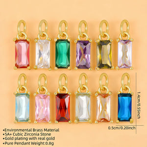 Personalized Rectangle Birthstone Necklace Cubic Zirconia Trendy Crystal Pendant Everyday Necklace Jewelry for Women