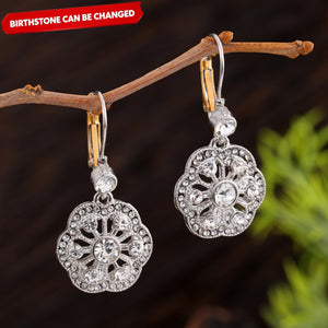 Vintage Crystal Mandala Rhinestone Personalized Birthstone Dangle Drop Earrings