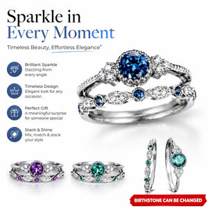 Elegant Stacking Personalized Birthstone Rings, Gift For Women Grandma Mom