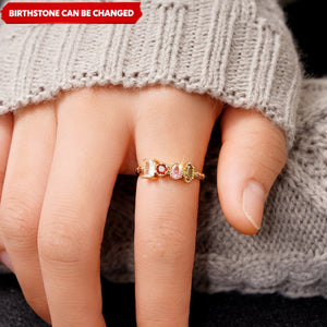 Multiple Birthstones Personalized Ring Vintage Milgrain Stones Grandma Mom Family Rings
