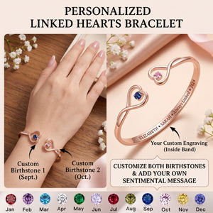 The Love Between Grandmother & Granddaughter Personalized Birthstone Heart Cuff Bracelet