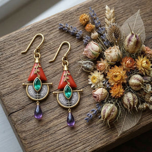 Vintage Tribal Geometric Dangle Earrings – Bohemian Statement Jewelry for Women