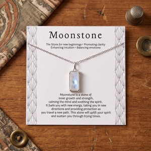 HOPE LOVE SHINE New Beginnings Delicate Rainbow Moonstone Sterling Silver Necklace Teardrop Gemstone Drop Jewelry Gift