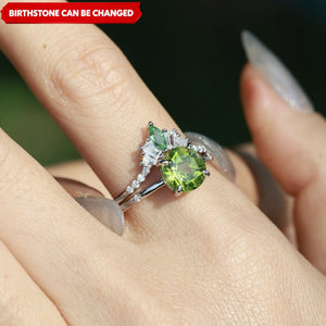 Unique Mother And Daughter Birthstone Personalized Stacking Ring, Gift For Grandma Mom