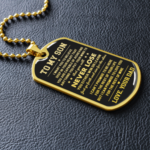 To My Son Never Lose Military Ball Chain Dog Tag Necklace Gift for Son from Dad