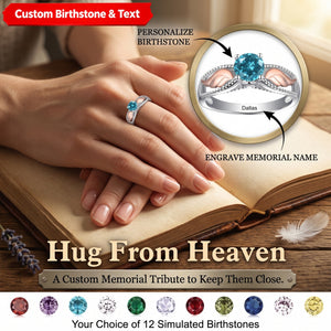 Hug From Heaven - Angel Wing Birthstone Personalized Memorial Ring