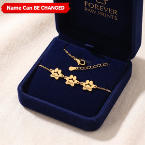Carry Them With You - Personalized Friendly Pet Paw Engraved Name Bracelet Pet Lover Gift