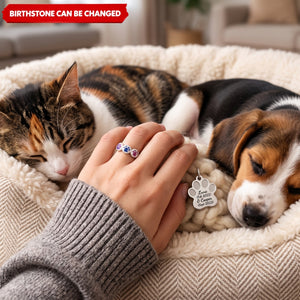 Proud Dog Mom 1–5 Paw Personalized Birthstone Custom Ring