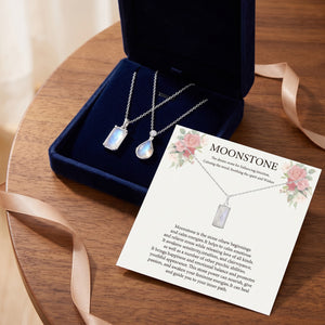 HOPE LOVE SHINE New Beginnings Delicate Rainbow Moonstone Sterling Silver Necklace Teardrop Gemstone Drop Jewelry Gift