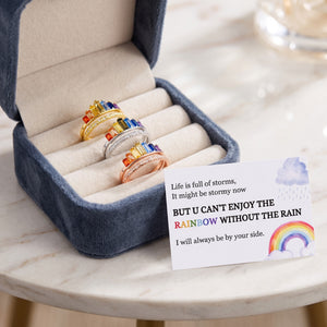 Dainty Rainbow Ring Wedding Band Baguette Cut Birthstone Gemstone Ring Jewelry Gift For Her