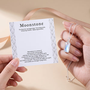 HOPE LOVE SHINE New Beginnings Delicate Rainbow Moonstone Sterling Silver Necklace Teardrop Gemstone Drop Jewelry Gift