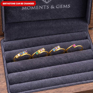 Personalized 1-6 Birthstones Bypass Mother's Ring -Gift For Mom Family