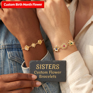 Friendship Garden Personalized 1-10 Three-Dimensional Birth Flowers Bracelet For Sisters/Mom/Grandma/Wife