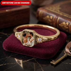 Personalized Upload Photo & Birthstone Ring