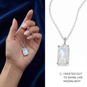 HOPE LOVE SHINE New Beginnings Delicate Rainbow Moonstone Sterling Silver Necklace Teardrop Gemstone Drop Jewelry Gift