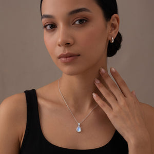 HOPE LOVE SHINE New Beginnings Delicate Rainbow Moonstone Sterling Silver Necklace Teardrop Gemstone Drop Jewelry Gift