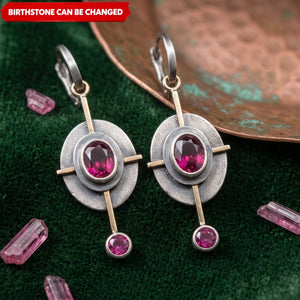 Vintage Garnet Crystal in Sterling Silver Personalized Birthstone Boho Earrings