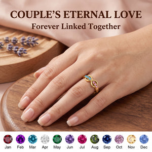 Personalized Infinity Birthstone Engraved Name Ring - Custom Jewelry for Women Couple