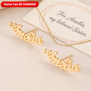 Custom Hollow Name Personalized Jewelry Stud Stainless Steel Gold Silver Earrings