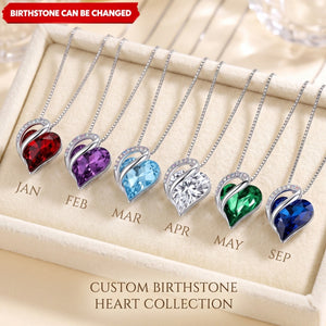 Personalized Infinity Love Birthstone Heart Crystal Pendant Necklace Gift Necklaces for Women Birthday Anniversary Jewelry for Wife, Mom, and Her
