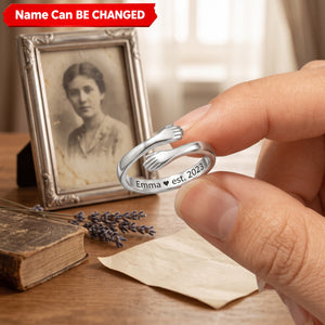 Wrapped in Love - Personalized Name Hug From Heaven Ring
