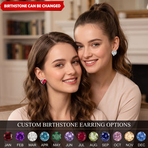 Infinity Love Heart Crystal Stud Earrings for Women Personalized Birthstone and Healing Stone Earring Gifts for Mom, Wife, and Her