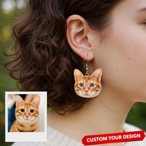 Custom Photo Keepsake Pet Portrait Personalized Acrylic Earrings Lightweight Durable Jewelry For Pet Lover