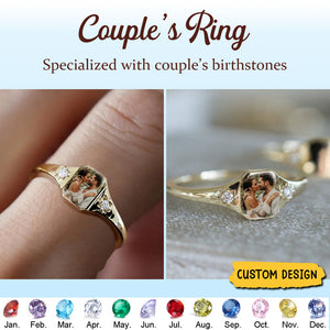 Personalized Upload Photo & Birthstone Ring
