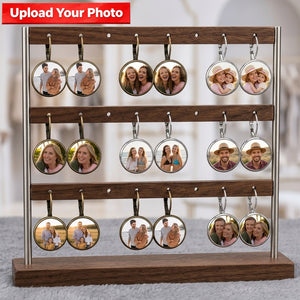 Personalized Photo Earrings – Vintage Round Crystal Drop Jewelry, Meaningful Keepsake Gift