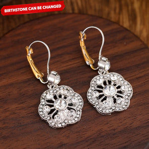 Vintage Crystal Mandala Rhinestone Personalized Birthstone Dangle Drop Earrings
