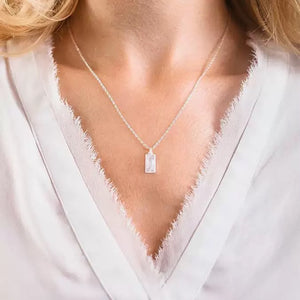 HOPE LOVE SHINE New Beginnings Delicate Rainbow Moonstone Sterling Silver Necklace Teardrop Gemstone Drop Jewelry Gift