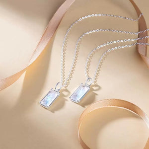 HOPE LOVE SHINE New Beginnings Delicate Rainbow Moonstone Sterling Silver Necklace Teardrop Gemstone Drop Jewelry Gift