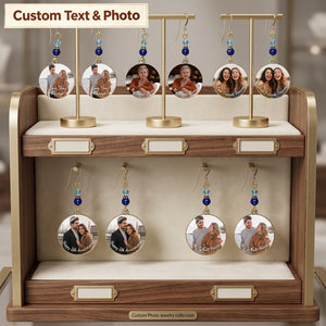 Personalized "You & Me" Photo Earrings – Custom Round Disc Keepsake Jewelry Anniversary Gift for Her