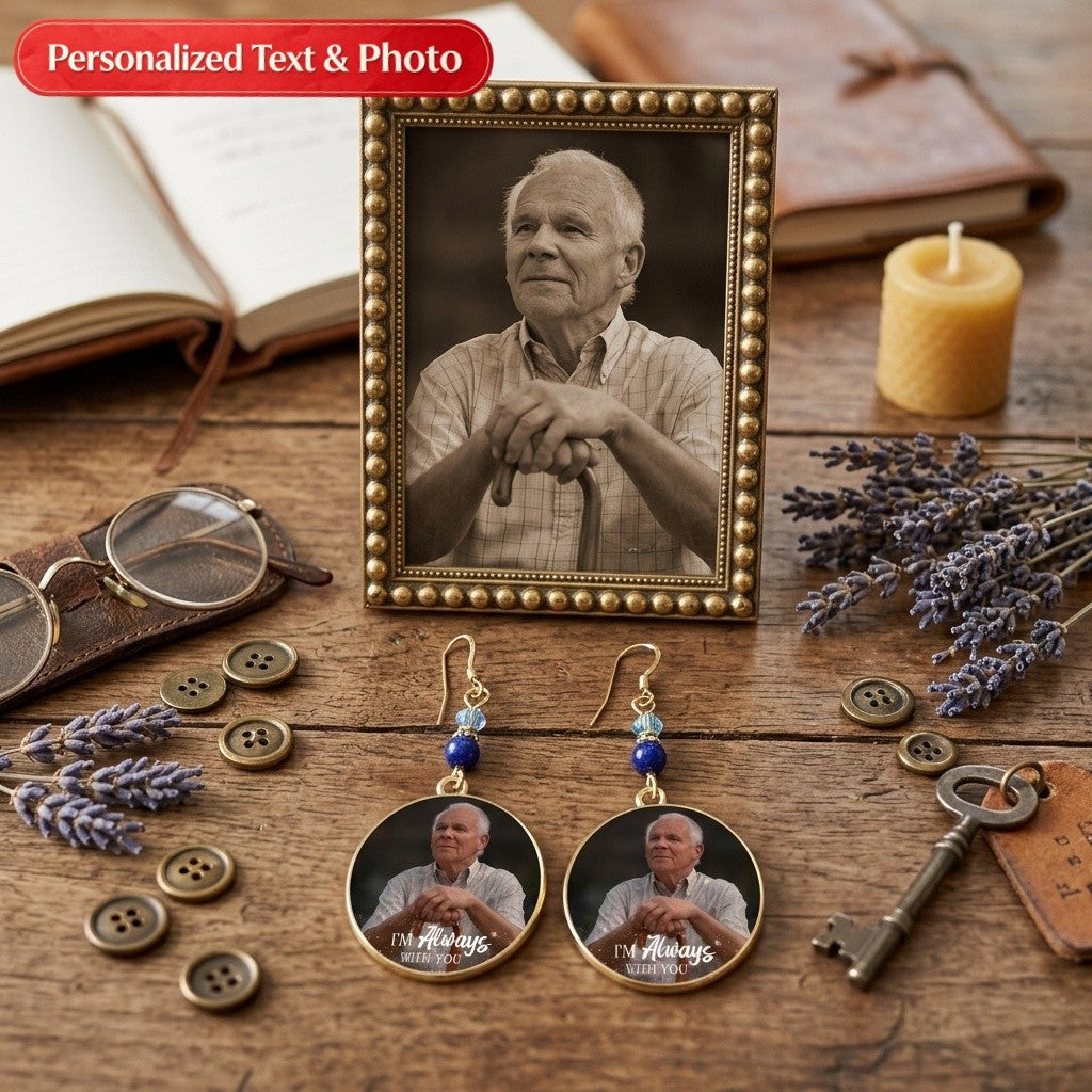 Personalized Photo Keepsake Earrings – Round Disc Jewelry for Mom, Daughter, Sister, Wife, or Best Friend