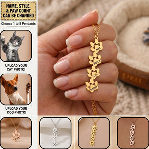 Carry Them With You - Personalized Paw Print Name Necklace Pet Lover Gift for Her