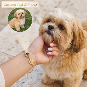Personalized Pet Photo Projection Bracelet - Custom Pet Name Dog & Cat Keepsake Jewelry Gift