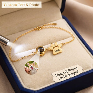 Personalized Pet Photo Projection Bracelet - Custom Pet Name Dog & Cat Keepsake Jewelry Gift