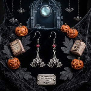 Vintage Gothic Bat Drop Earrings – Red Crystal Dangle Jewelry, Halloween Gift for Her