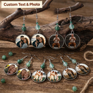 Personalized "You & Me" Photo Drop Earrings – Custom Round Disc Keepsake Jewelry Anniversary Gift for Her