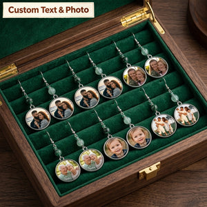 Personalized "You & Me" Photo Drop Earrings – Custom Round Disc Keepsake Jewelry Anniversary Gift for Her
