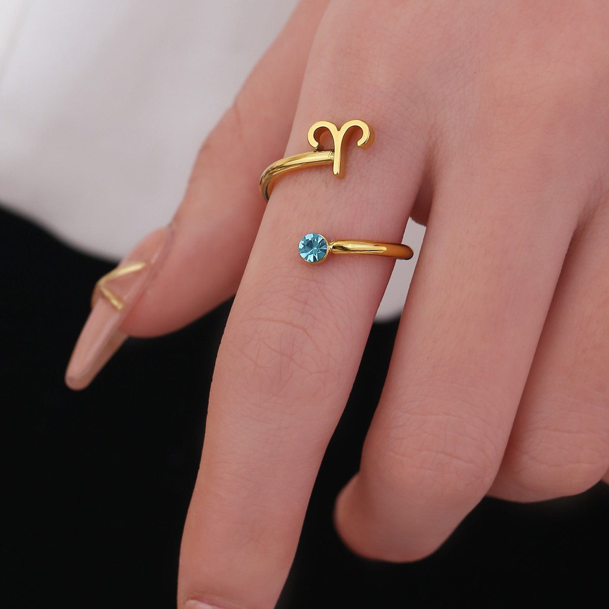 Personalized 12 Zodiac Constellation Ring Adjustable Horoscope Rings Birthstone Constellations Jewelry