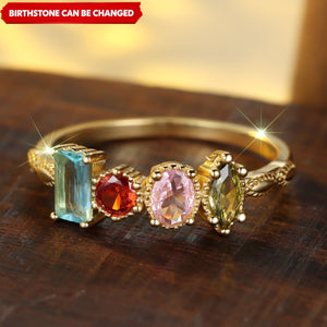 Multiple Birthstones Personalized Ring Vintage Milgrain Stones Grandma Mom Family Rings
