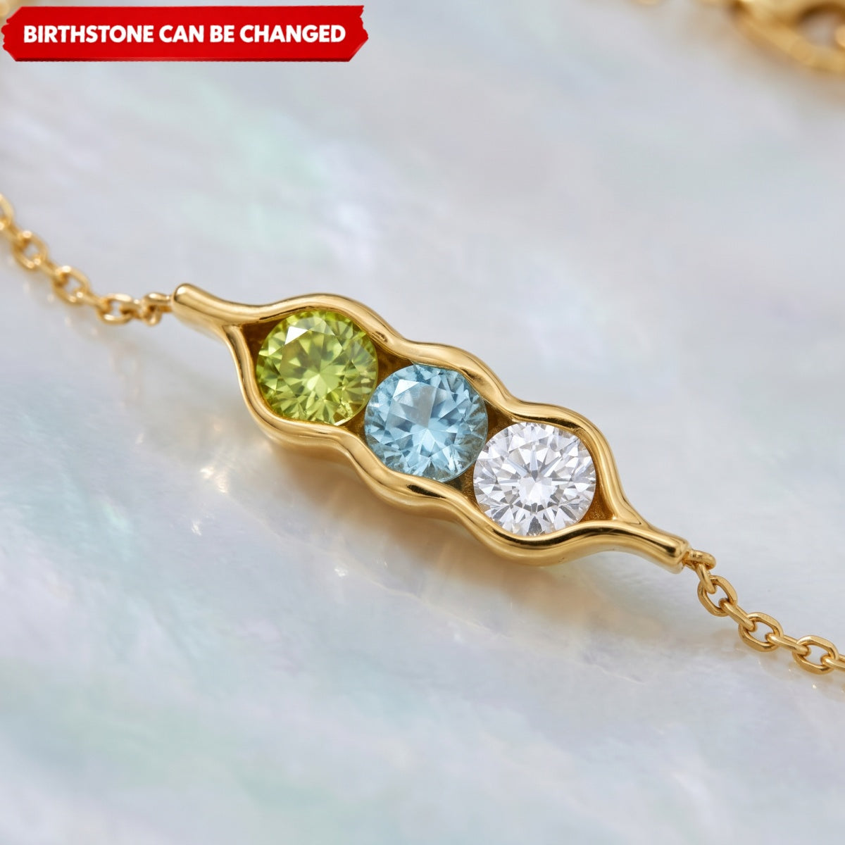 Peas in a 2-6 Birthstone Pea Personalized Bracelet