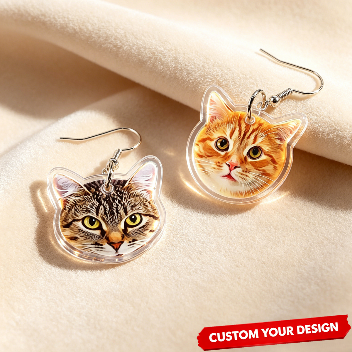 Custom Photo Keepsake Pet Portrait Personalized Acrylic Earrings Lightweight Durable Jewelry For Pet Lover