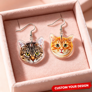 Custom Photo Keepsake Pet Portrait Personalized Acrylic Earrings Lightweight Durable Jewelry For Pet Lover