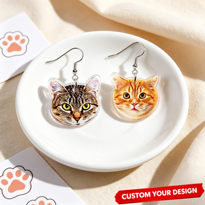 Custom Photo Keepsake Pet Portrait Personalized Acrylic Earrings Lightweight Durable Jewelry For Pet Lover