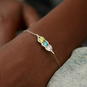 Peas in a 2-6 Birthstone Pea Personalized Bracelet
