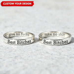 Be Kind...Of A Bi♥ch Mantra Ring Personalized Engraved Name Rings